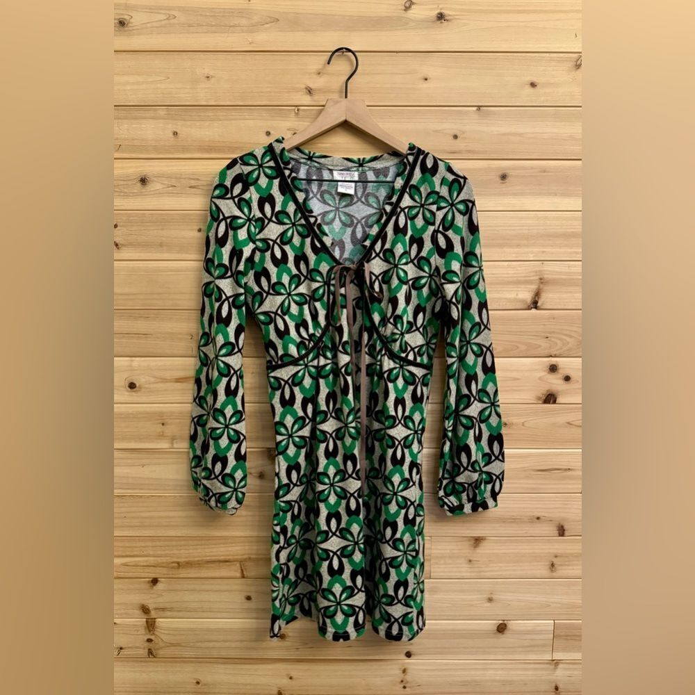 Y2K Funky People Size Medium Retro Style Abstract Floral Long Sleeve Mini Dress
